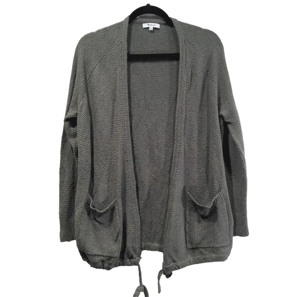 Madewell Womens Palisades Open Knit Cardigan Size S Green Lightweight Drawstring